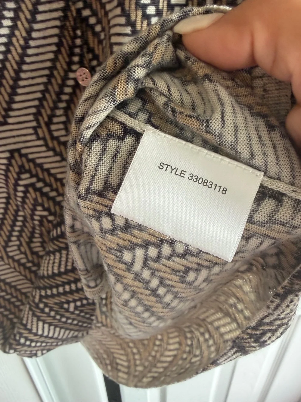 Tory Burch Button Up Cardigan Women’s Geometric  Sleeve Stretch 100% Wool Size:L
